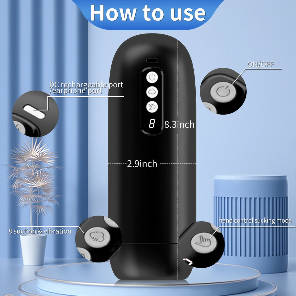 Best Selling Adult Smart Masturbator Sexy Male Machine with Sucking Sound & Vibrating Feature Includes Smart Counting