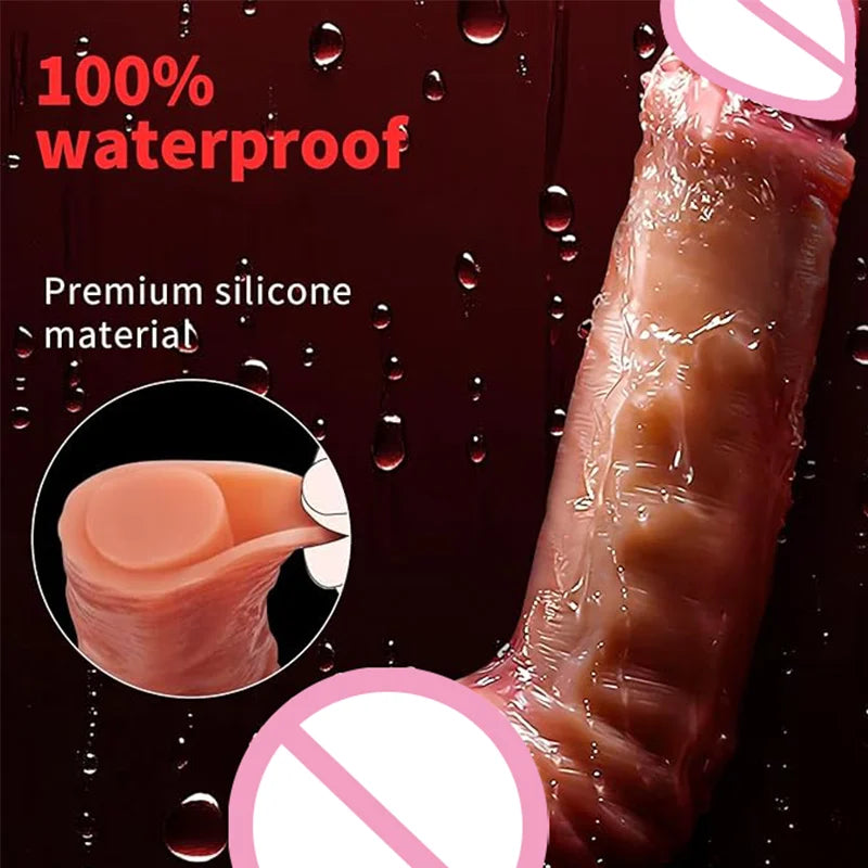 Realistic dildo for Women–No Vibration, Soft Skin&Sliding Foreskin,Movable Testicles dick for Vaginal Stimulation,Women Sex Toys