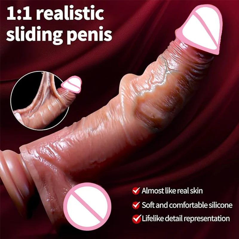 Realistic dildo for Women–No Vibration, Soft Skin&Sliding Foreskin,Movable Testicles dick for Vaginal Stimulation,Women Sex Toys