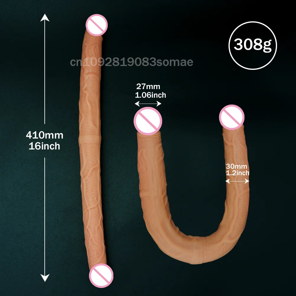Dual-Ended Dildo for Women -Flexible Realistic Double Penetration Adult Toy, Soft Waterproof Phallus for Vaginal Anal Stimulatio