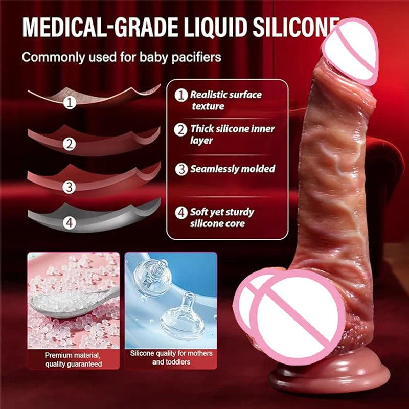Realistic dildo for Women–No Vibration, Soft Skin&Sliding Foreskin,Movable Testicles dick for Vaginal Stimulation,Women Sex Toys