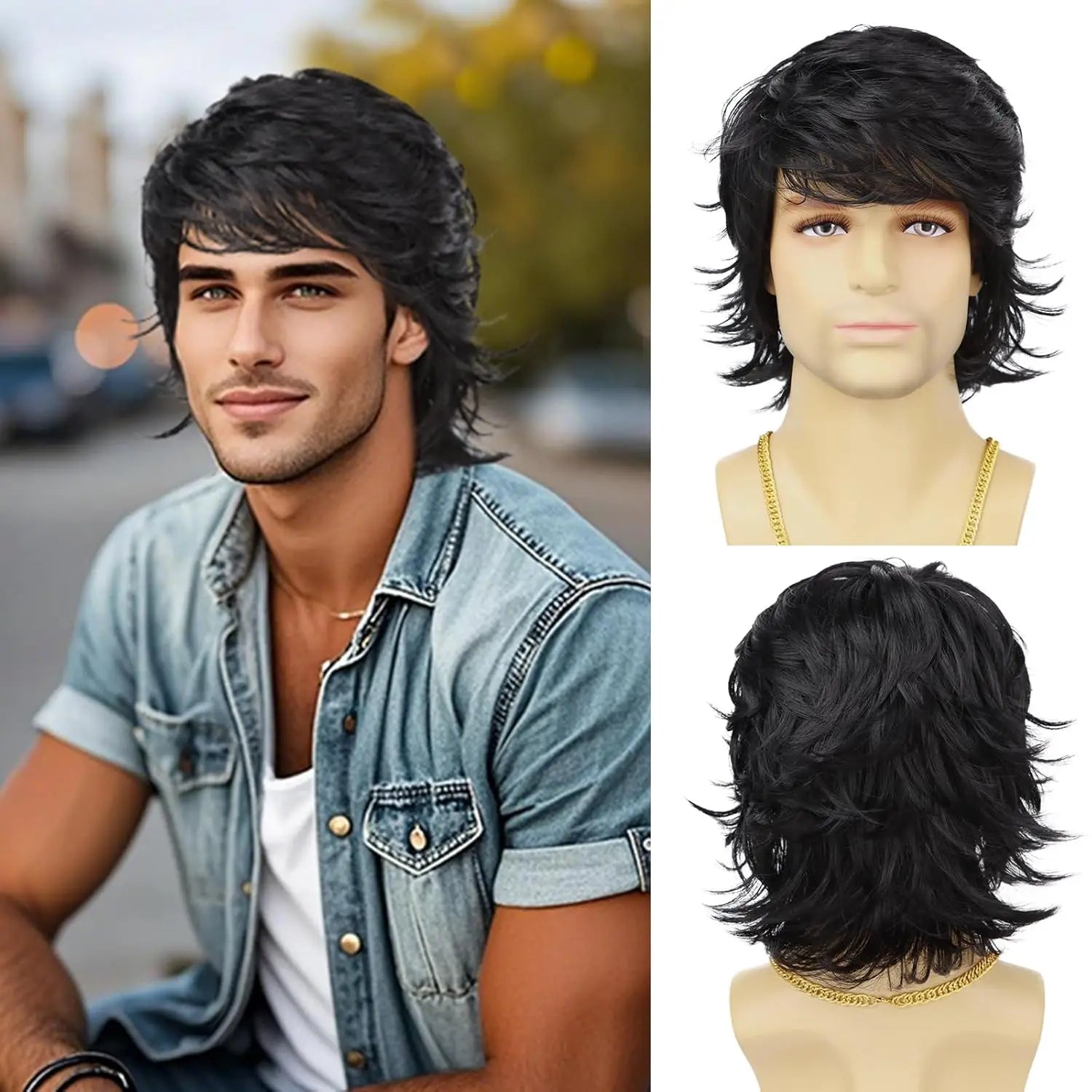 Synthetic Mens Hair Wig Short Blonde Layered Heat Resistant Wigs for Male Daily Party Cosplay Costume Halloween Use