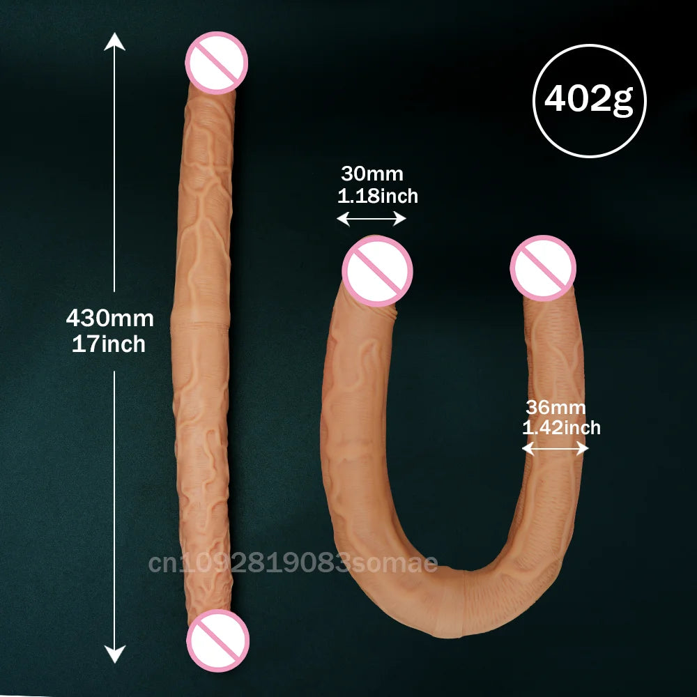Dual-Ended Dildo for Women -Flexible Realistic Double Penetration Adult Toy, Soft Waterproof Phallus for Vaginal Anal Stimulatio