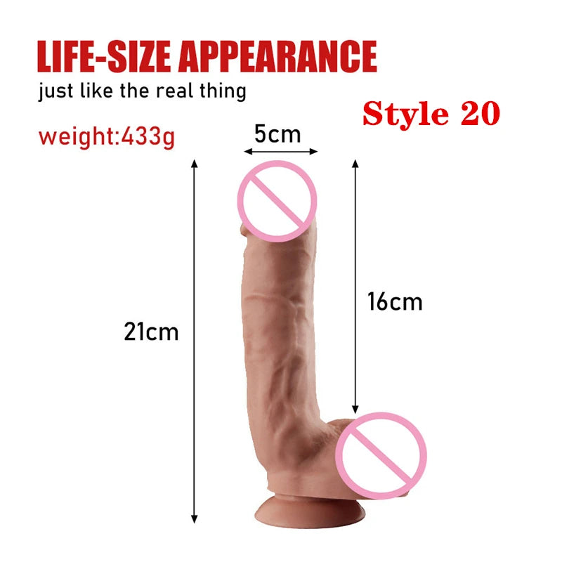 Dildo's realistic female G-spot stimulator, multi size simulated female dildo, powerful suction cup, anal plug, adult sex toy