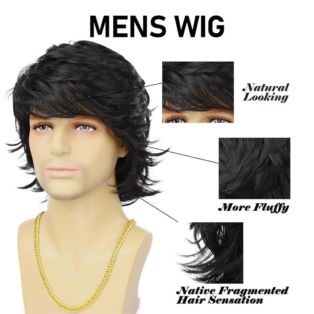 Synthetic Mens Hair Wig Short Blonde Layered Heat Resistant Wigs for Male Daily Party Cosplay Costume Halloween Use
