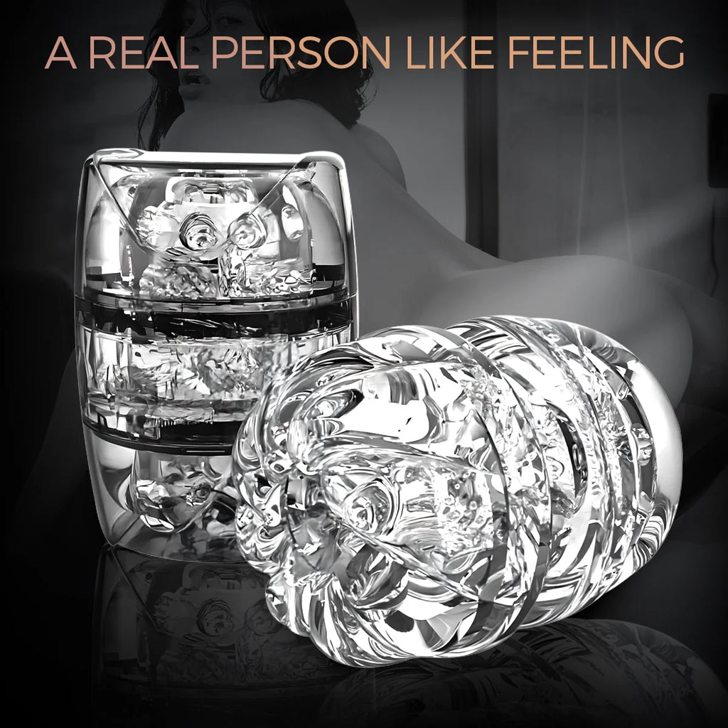 Transparent Manual Male Masturbator Pocket Pussy Masturbation with Vagina Textured Blowjob Sex Toys Penis Masturbation Sleeve