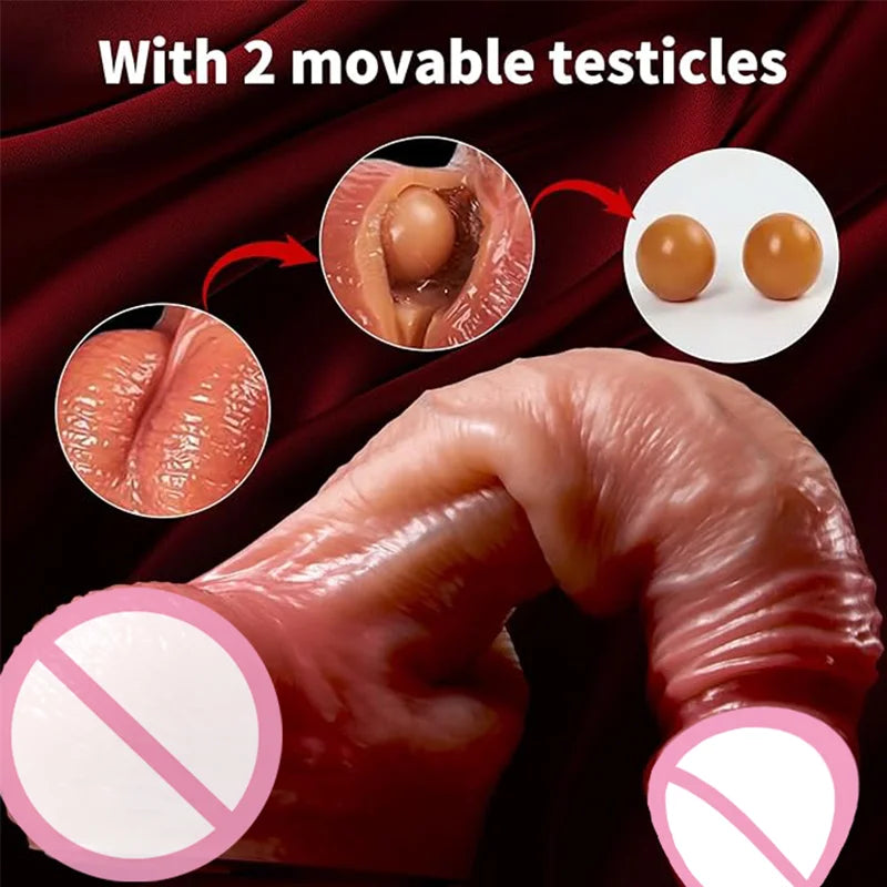 Realistic dildo for Women–No Vibration, Soft Skin&Sliding Foreskin,Movable Testicles dick for Vaginal Stimulation,Women Sex Toys